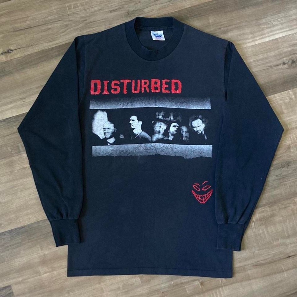 Signed DISTURBED 90’s single stitch long sleeve vintage metal band tee